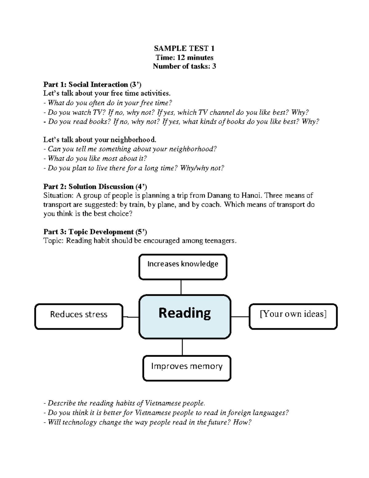 123doc-VSTEP Speaking Sample Test Series 1-12 - Studocu