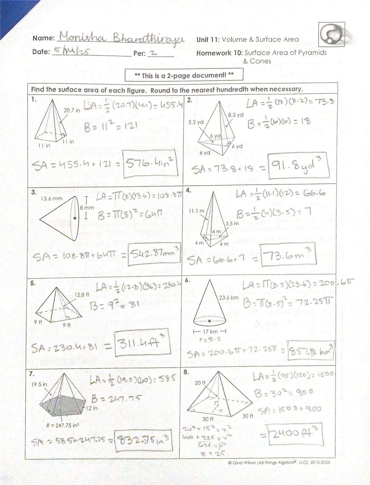 Geometry Unit 12: HW2 - Counting & Probability Concepts - Studocu