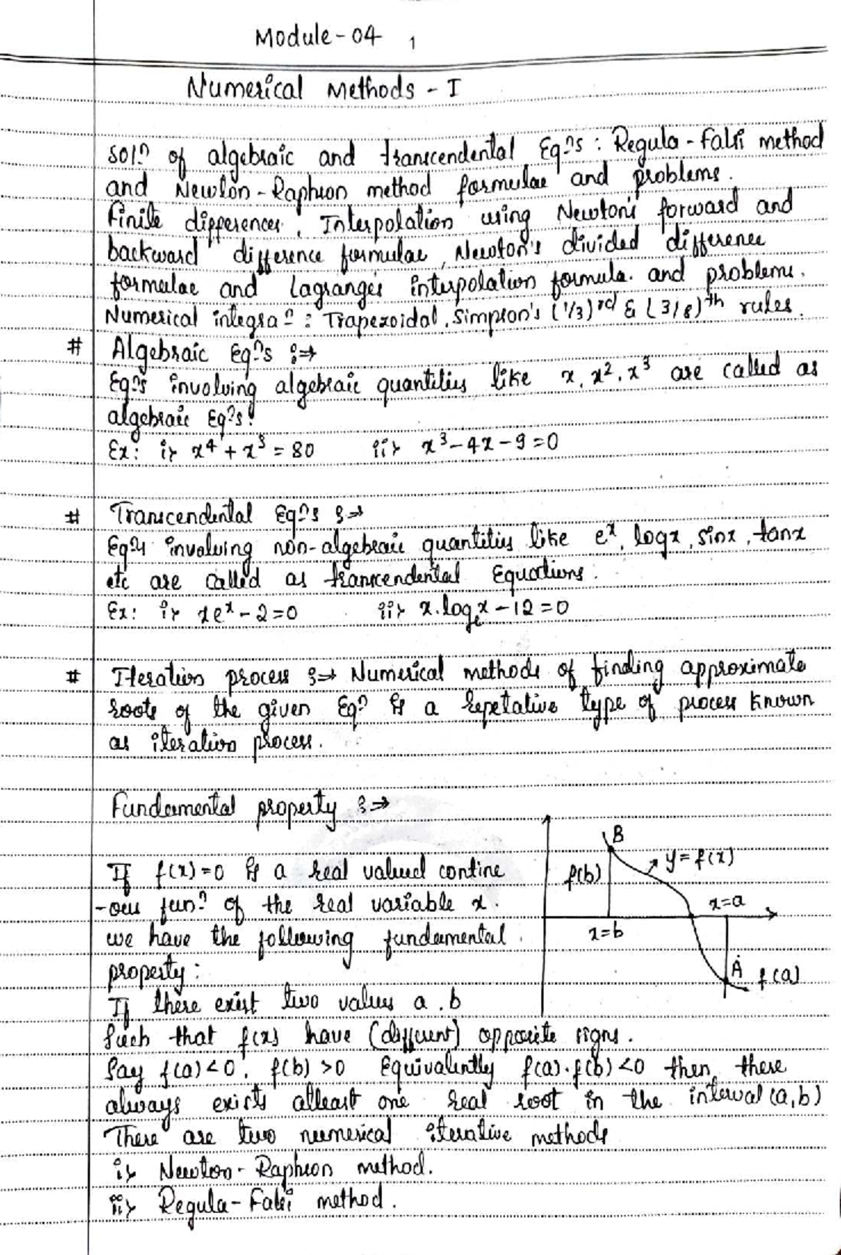 Numerical Methods - I: Module 04 Study Notes - Studocu