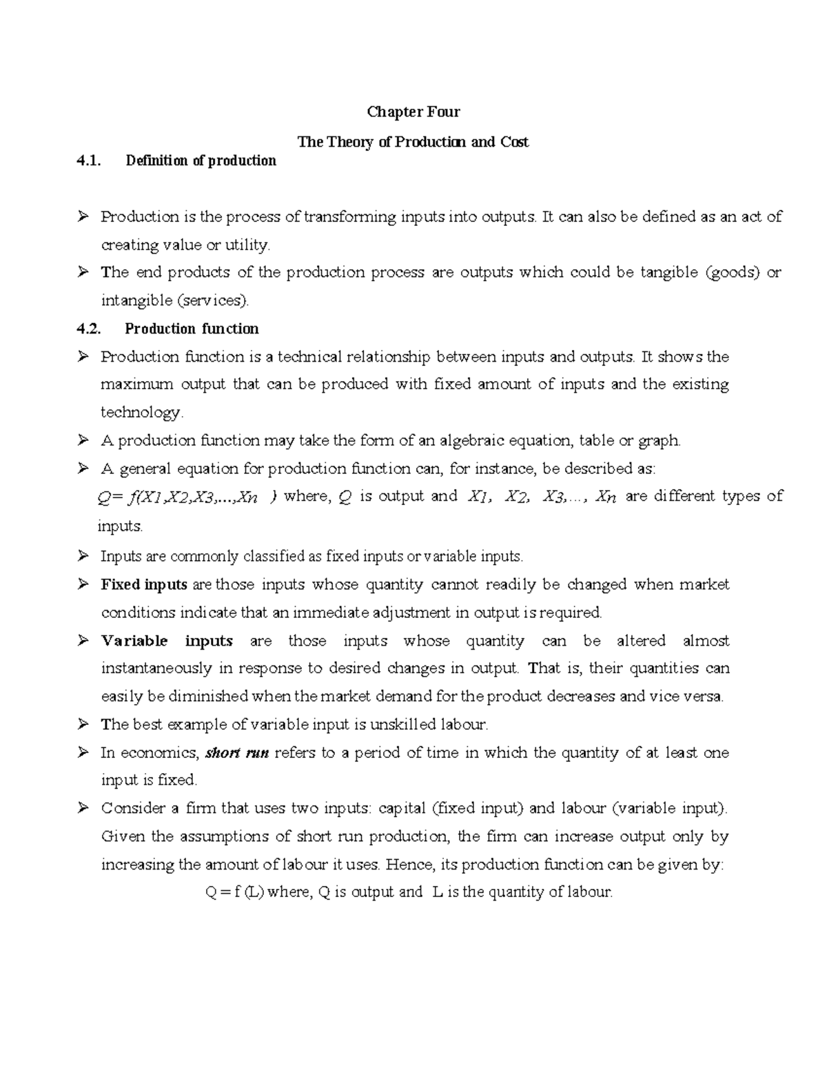 Economics 101: Chapter 4 - Theory of Production and Cost - Studocu