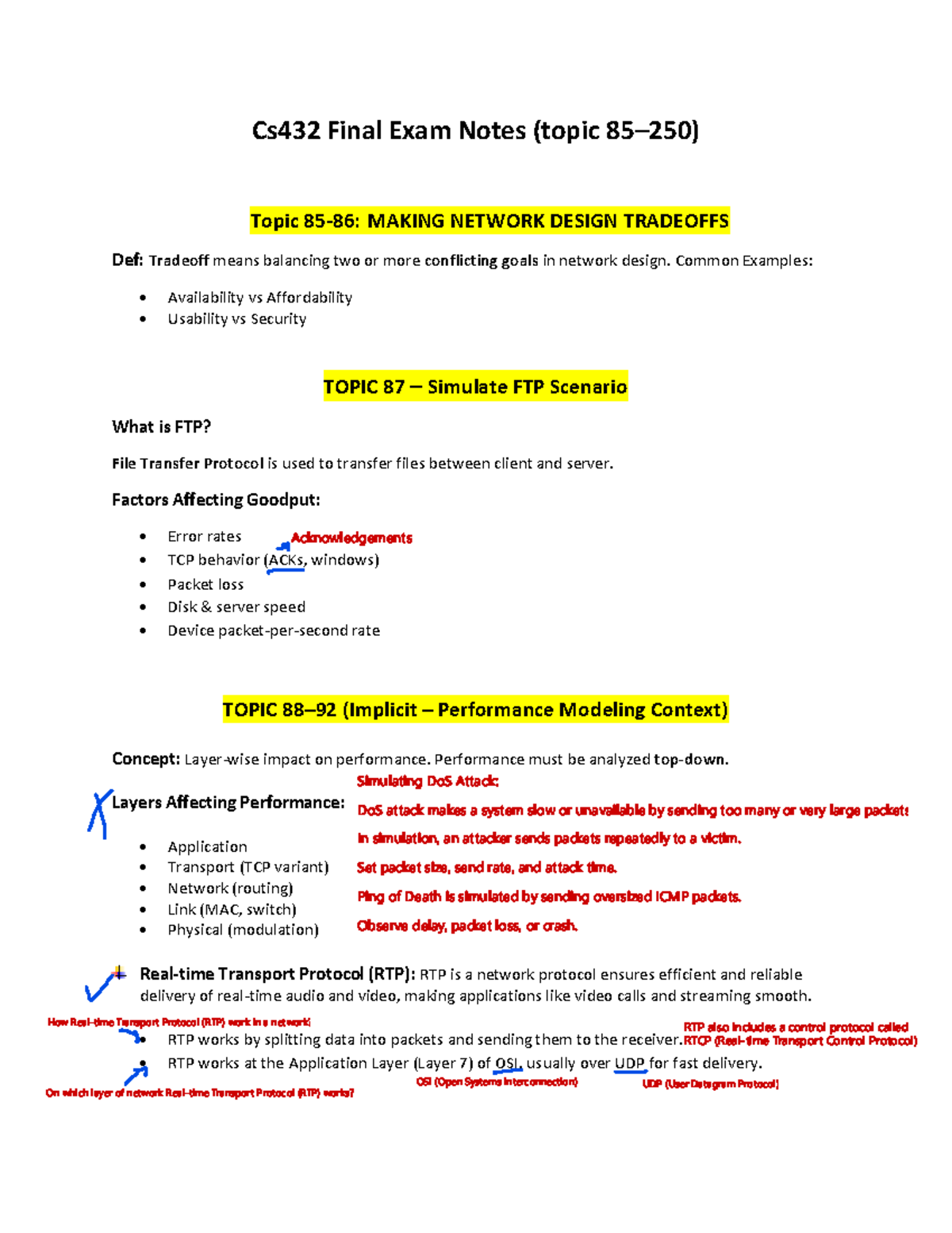Cs432 Final Exam Notes: Key Topics and Concepts Overview - Studocu