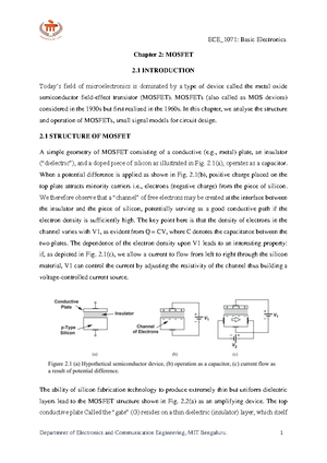 Chapter 2- Mosfet 2 - Notes - Chapter- 2 MOSFET The field of ...