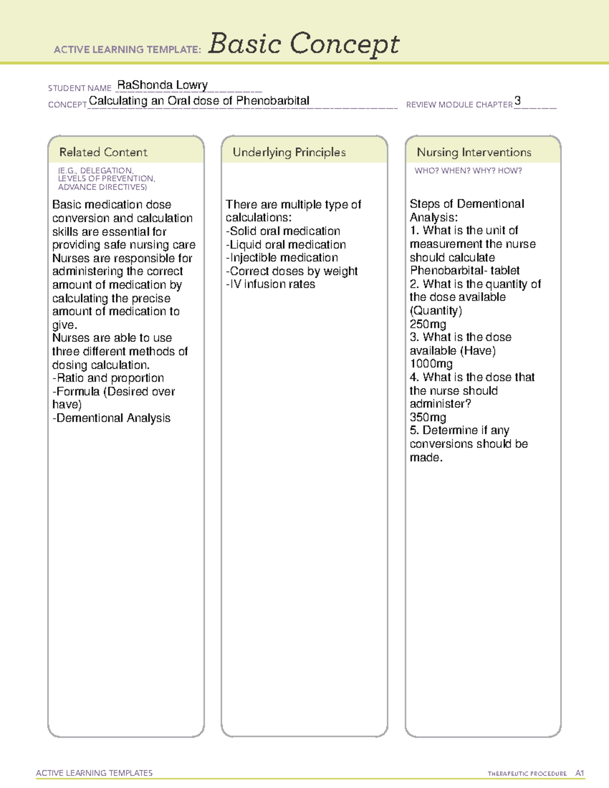 Steps for Dosage Calculation - NUR 111 - ACTIVE LEARNING TEMPLATES ...