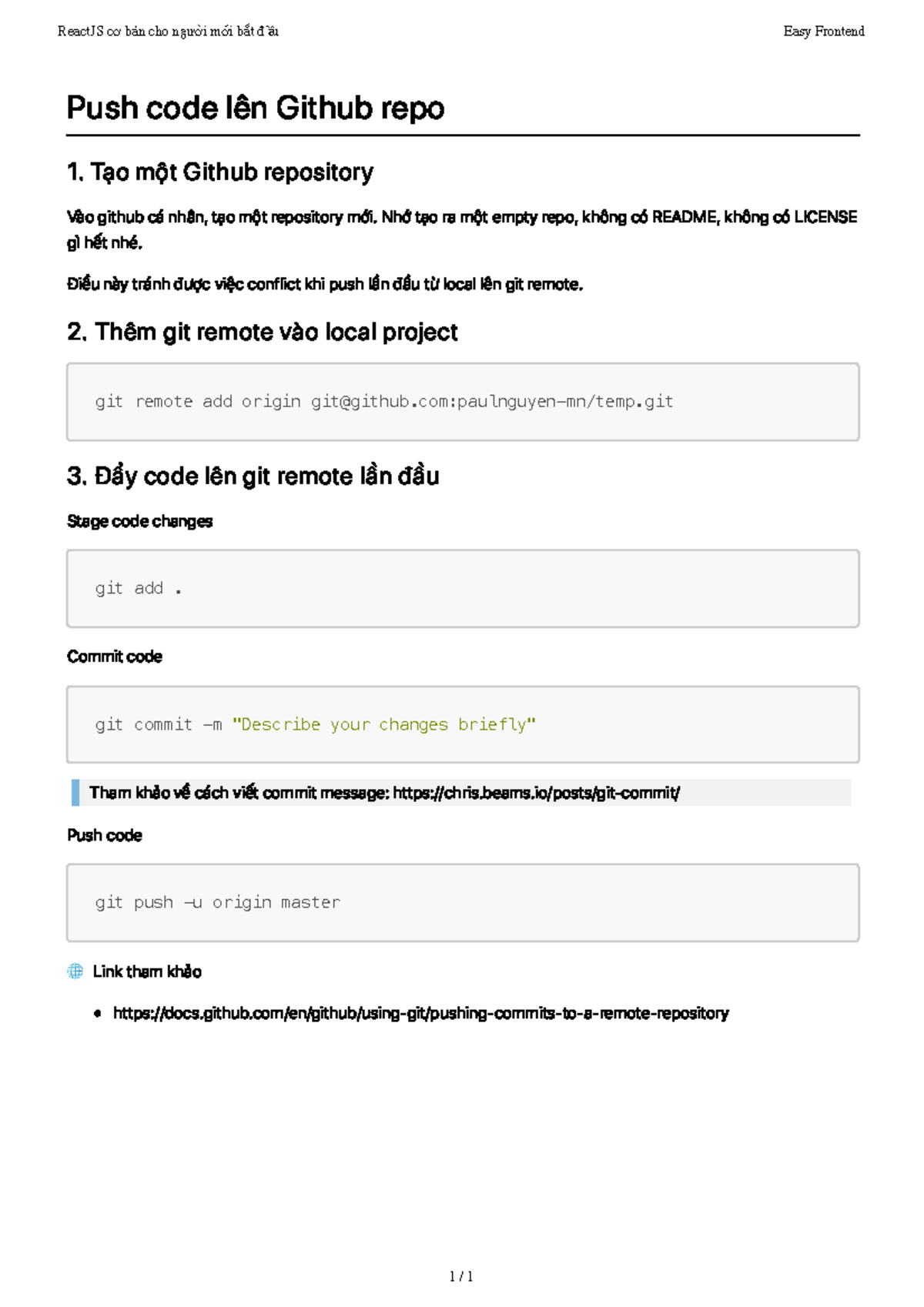 Reactjs 10 push code to github - ReactJS cơ bản cho người mới bắt đầu ...