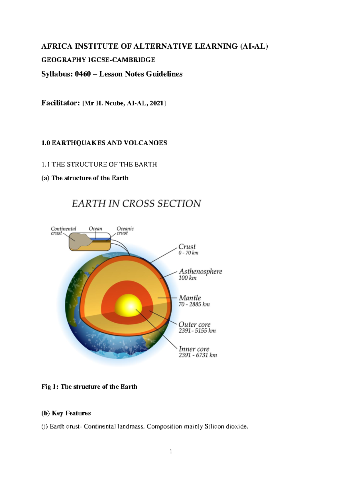 IGCSE 0460 Physical Geography Lesson Notes: Earthquakes & Weather - Studocu