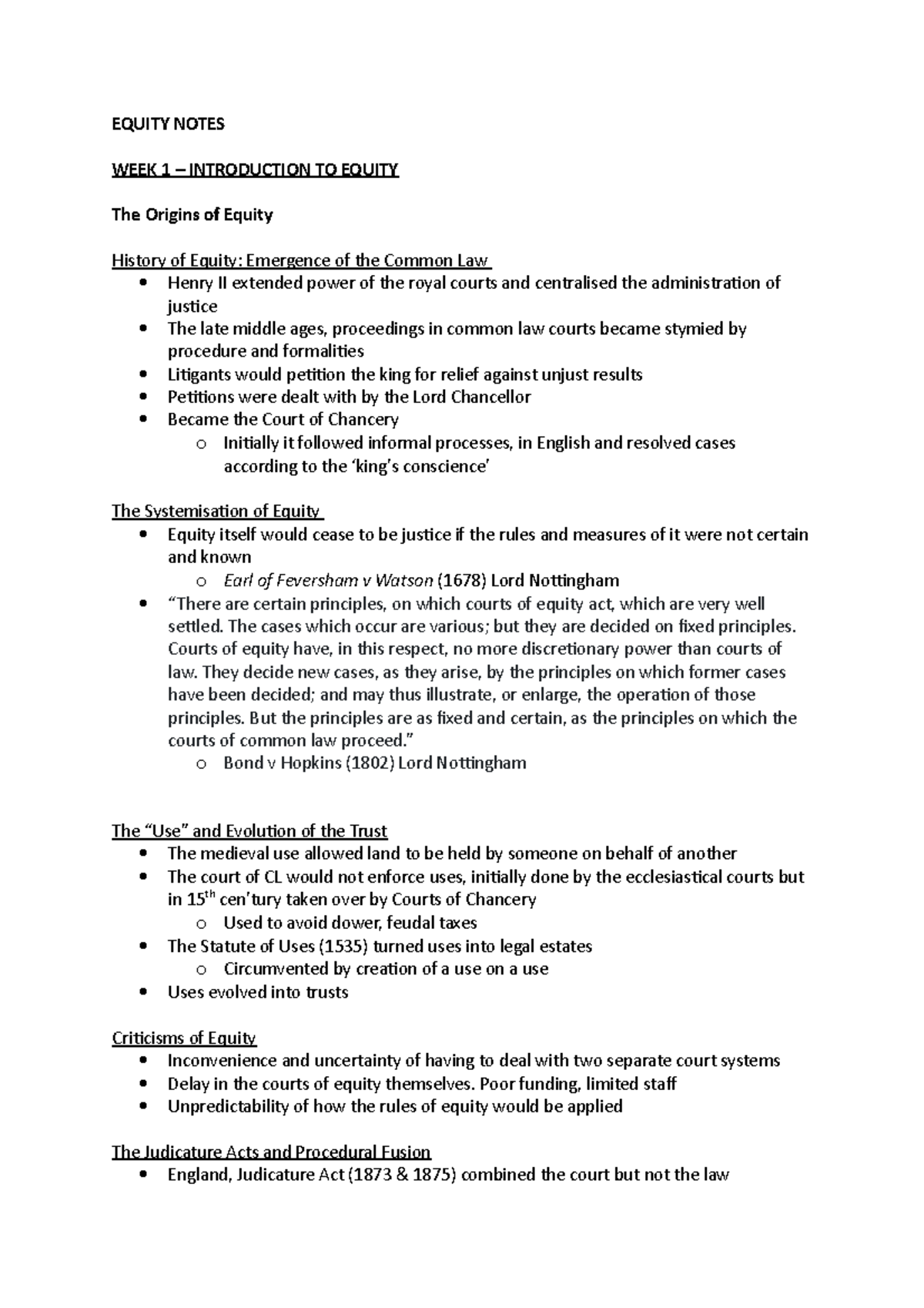 Equity Notes - EQUITY NOTES WEEK 1 – INTRODUCTION TO EQUITY The Origins ...