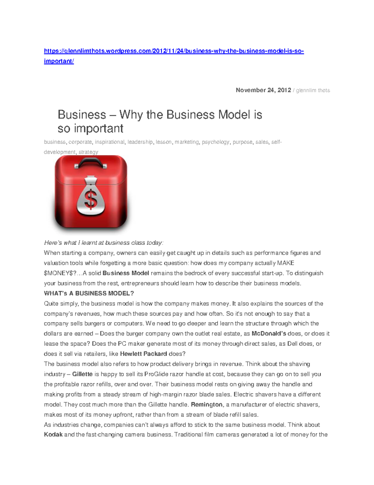 BUS 101: The Importance of Business Models in Success - Studocu