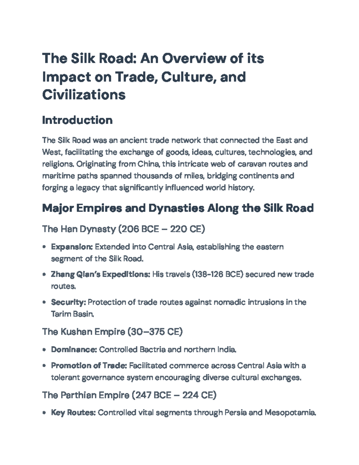 Silk Road: Impact on Trade, Culture & Civilizations Overview - The Silk ...