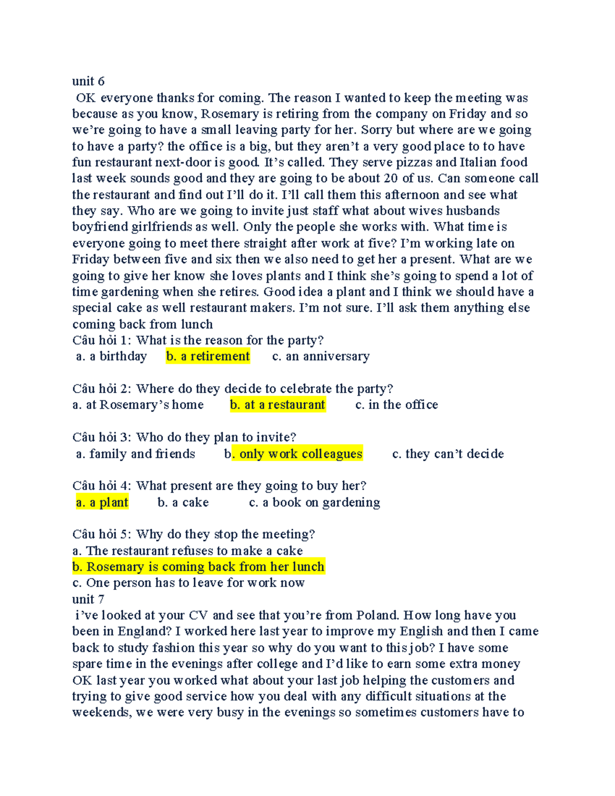 Unit 6-11 Listening Comprehension Notes - MBB - Studocu