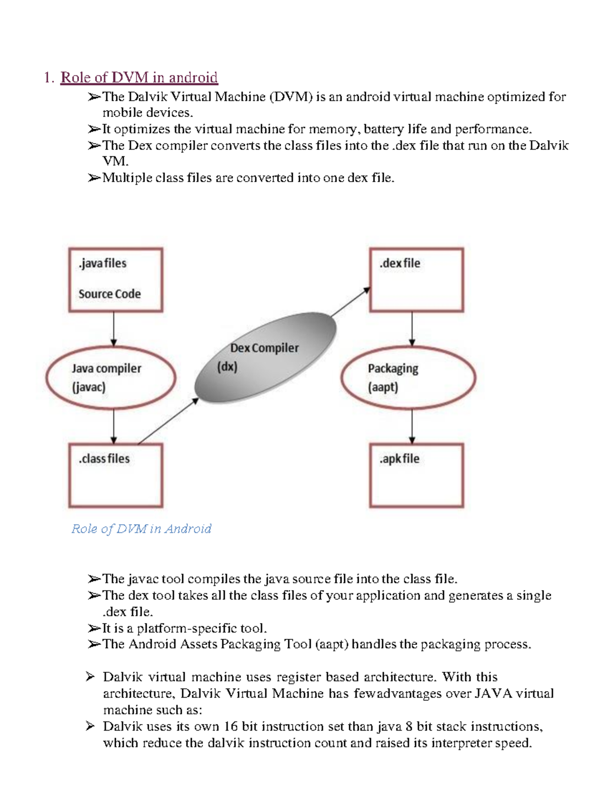 Android DVM,Parsing,manifest,ART - 1. Role of DVM in android The Dalvik ...