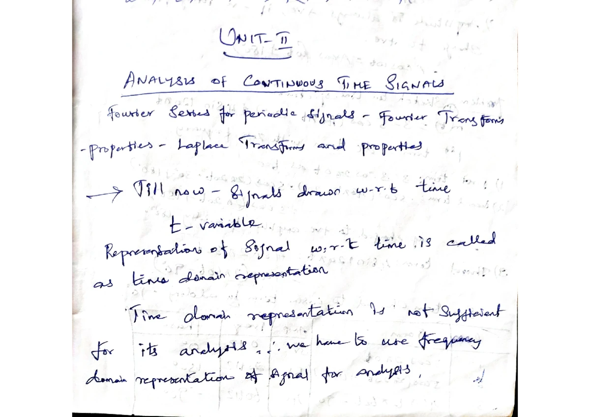 Basic concepts of discrete time signals - SS 4 handwritten notes - Studocu