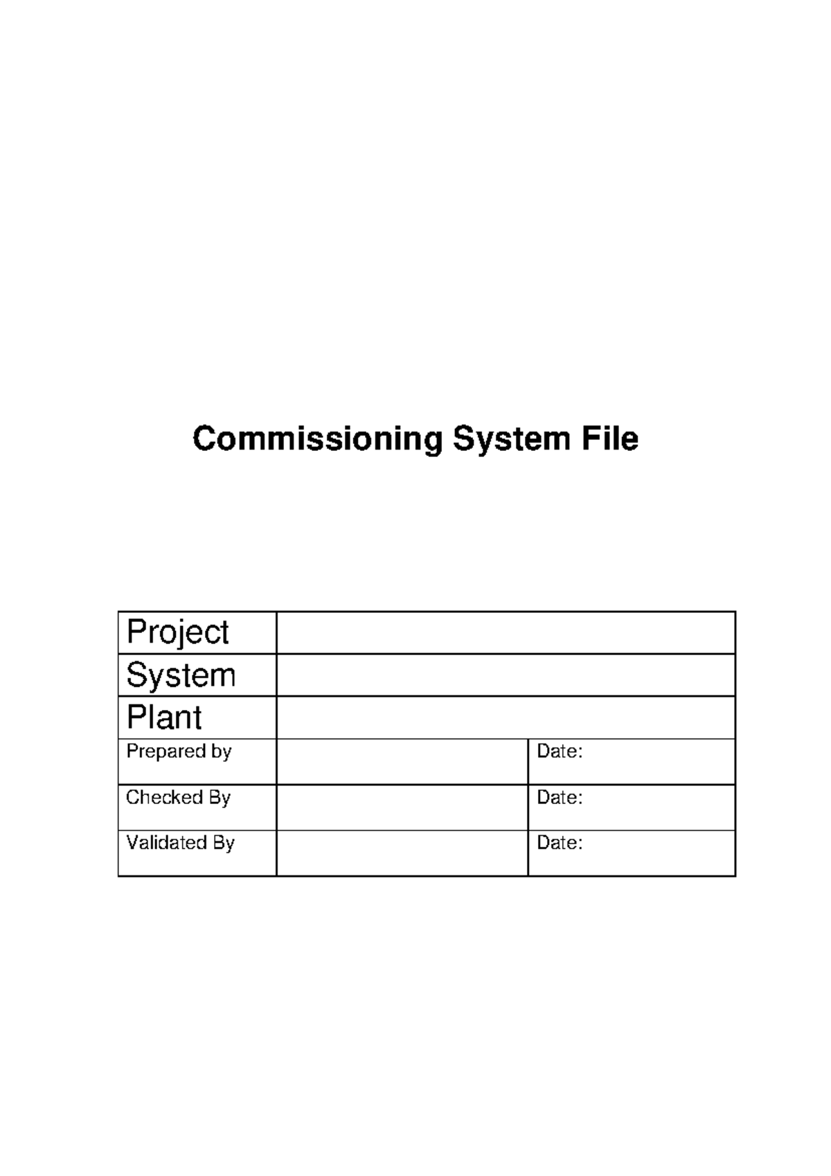Commissioning System Documentation for Project Management - Studocu