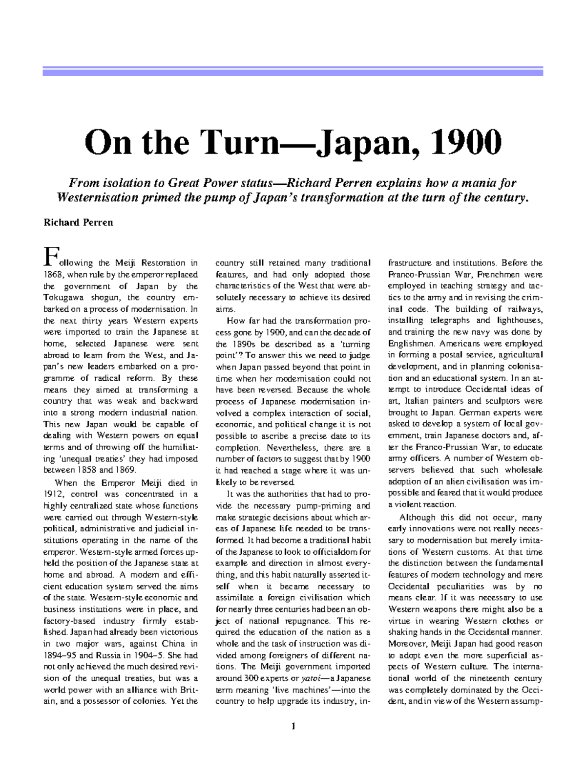 Japan's Modernization by 1900: A Turning Point to Great Power Status ...