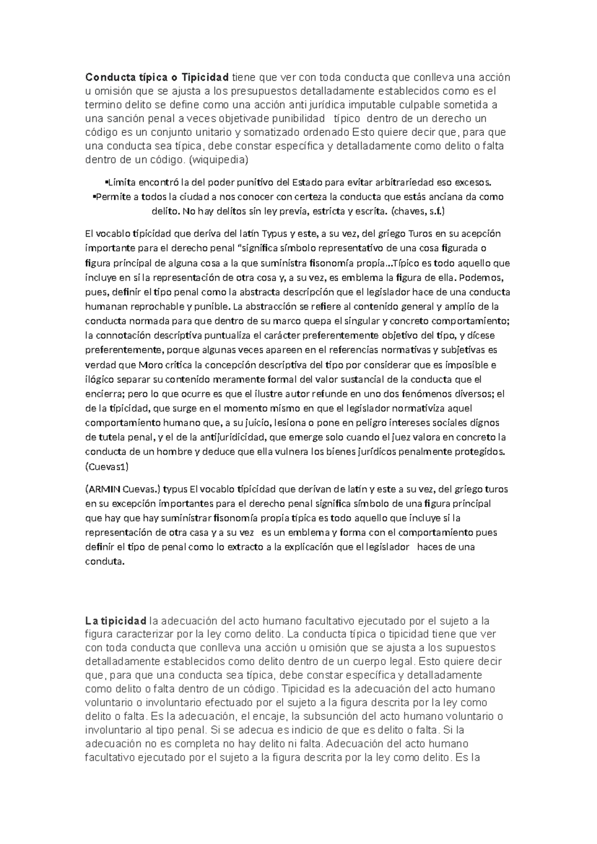 Taller de penal 3 - Conducta típica o Tipicidad tiene que ver con toda ...