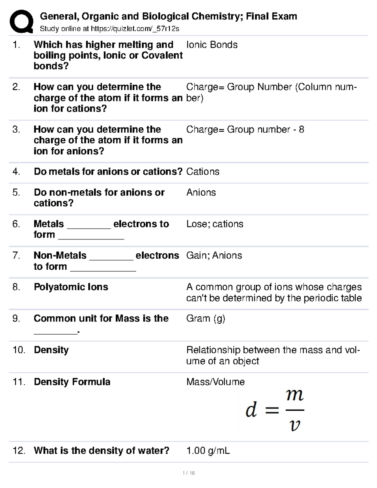 Lab Chem - Study Notes and Concepts Review - Studocu