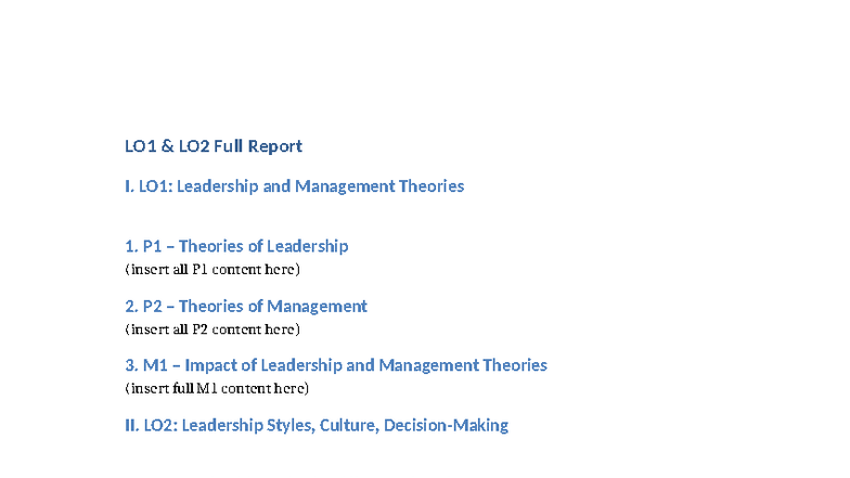 LO1 LO2 FULL - nothign - LO1 & LO2 Full Report I. LO1: Leadership and ...