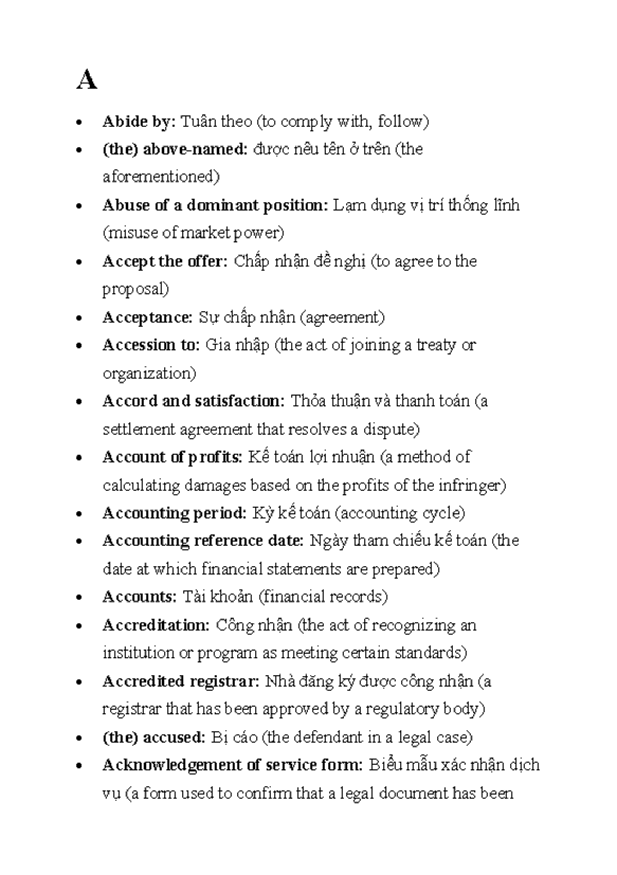 Legal Terminology Glossary: English-French Translations - Studocu