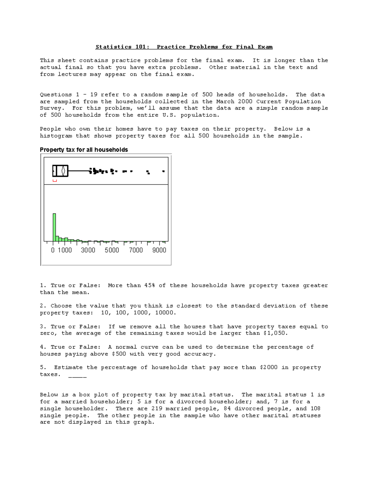 Statistics 101: Final Exam Practice Problems and Solutions - Studocu