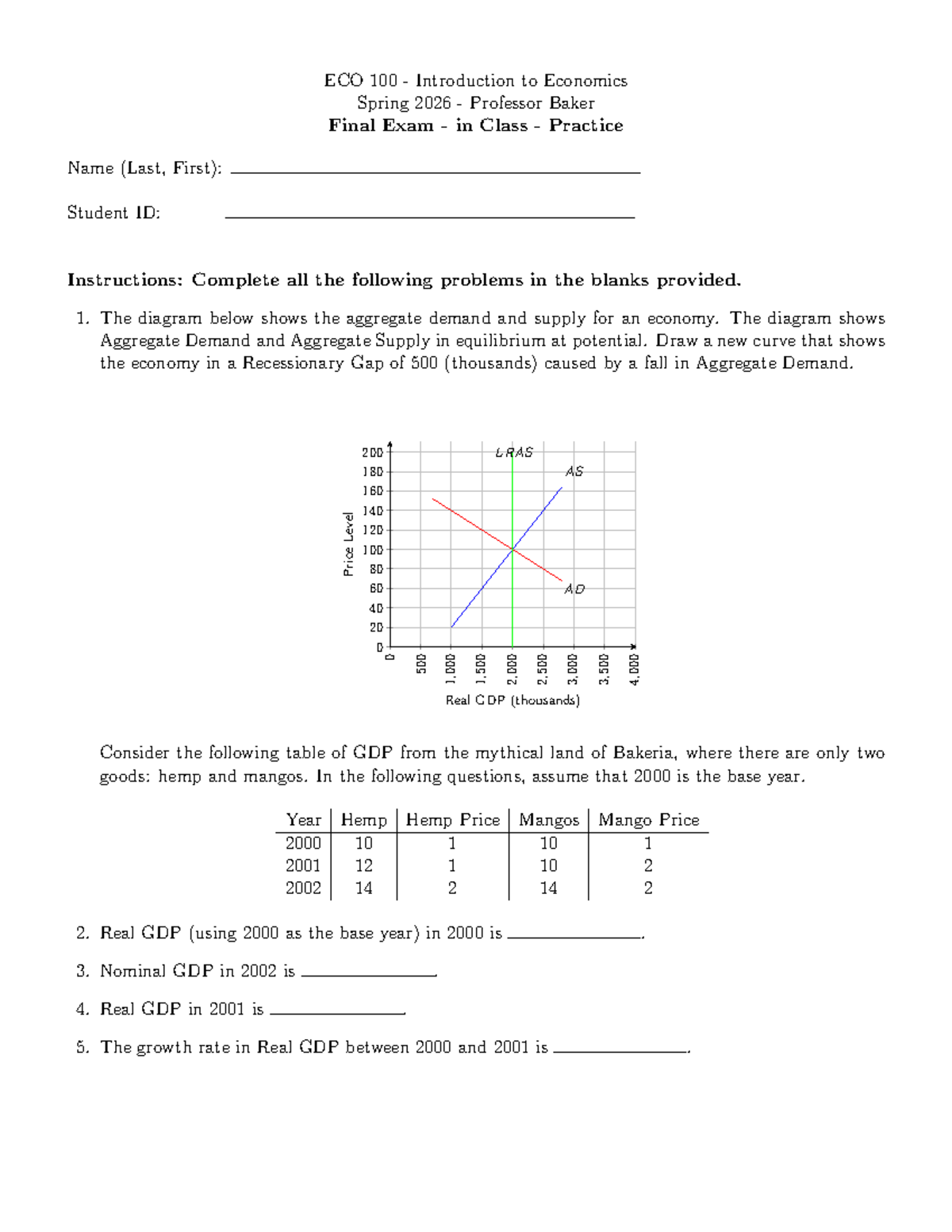 ECO 100 Final Exam Practice - Introduction to Economics Spring 2026 ...