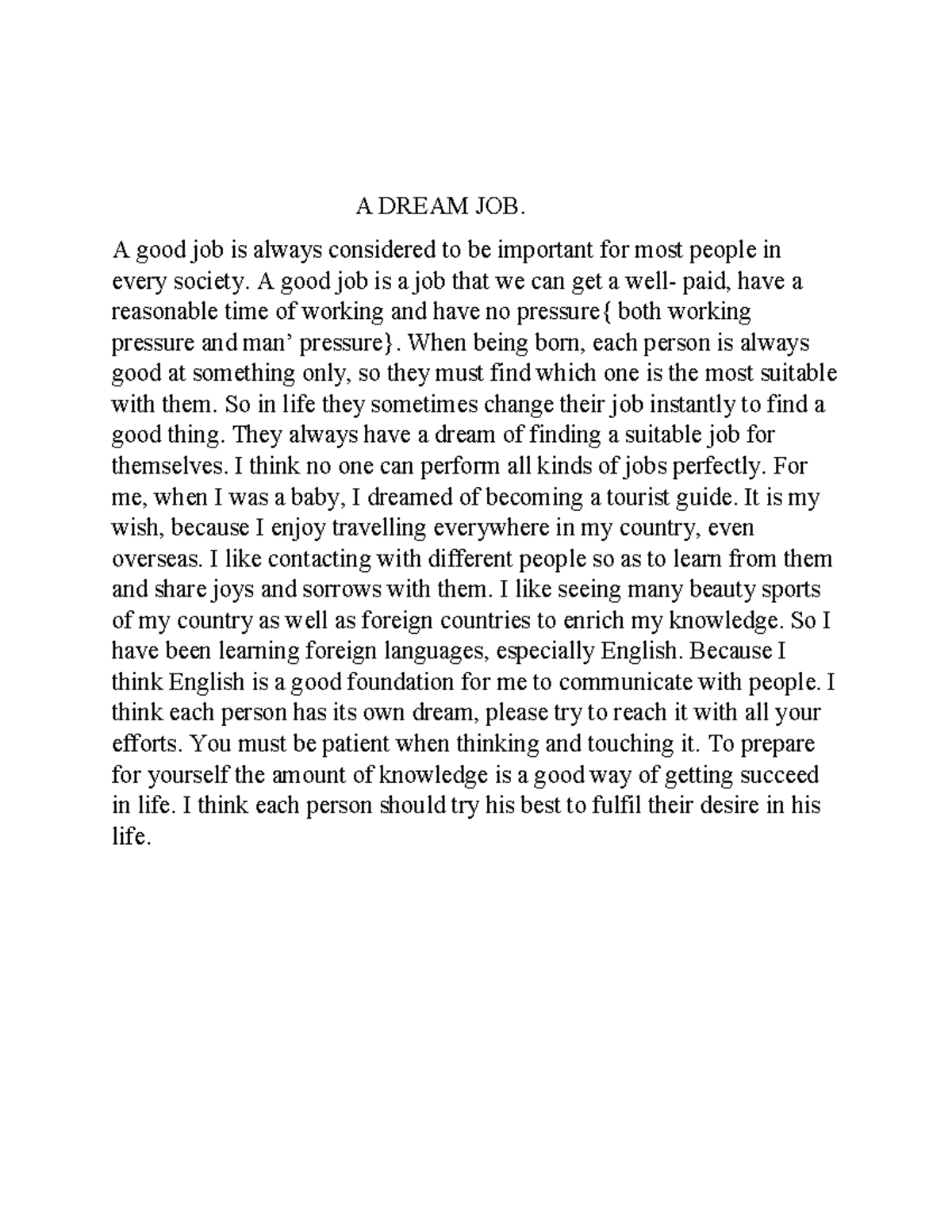Exploring dreams and aspirations: A personal reflection on career ...