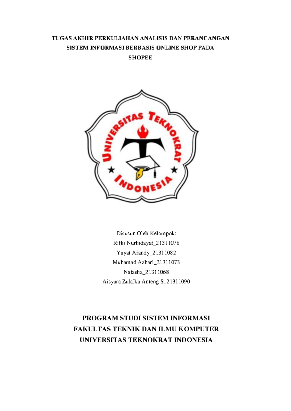 Tugas Akhir: Analisis dan Perancangan Sistem Informasi Shopee - Document Preview