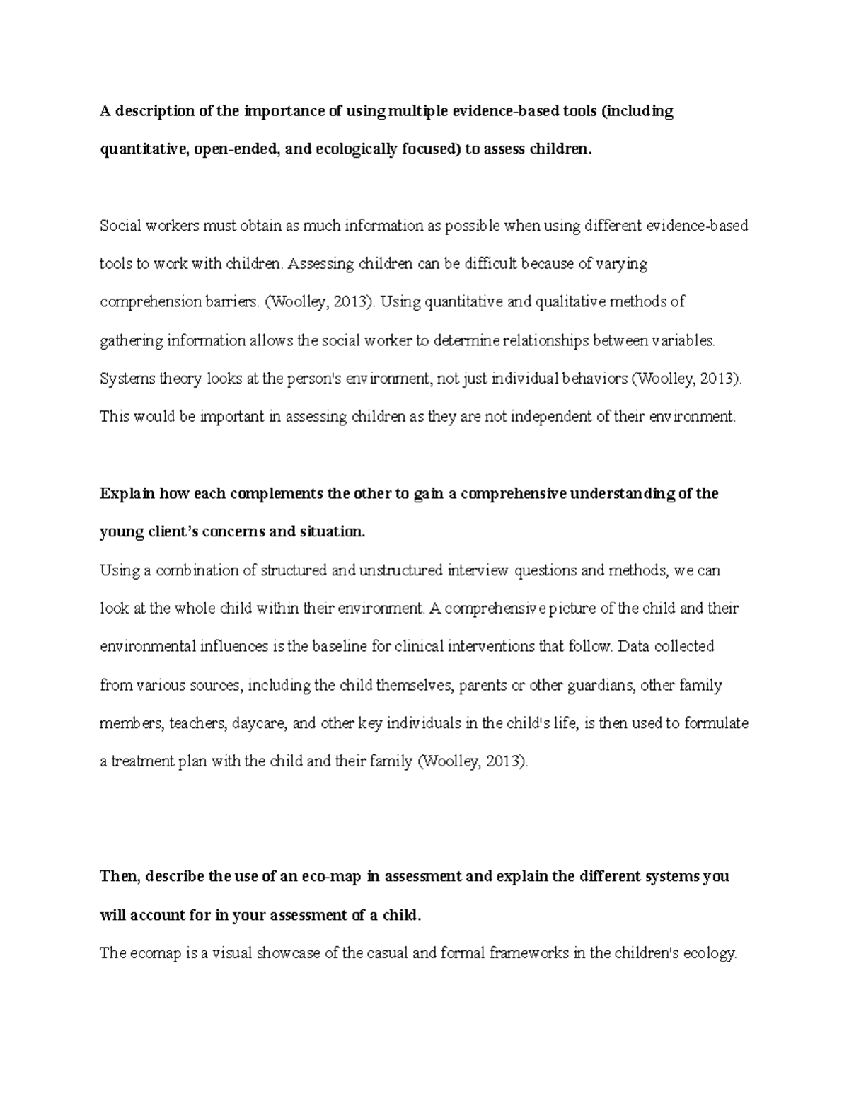 SOCW 6111 Discussion - Week 3: Evidence-Based Child Assessment Tools ...
