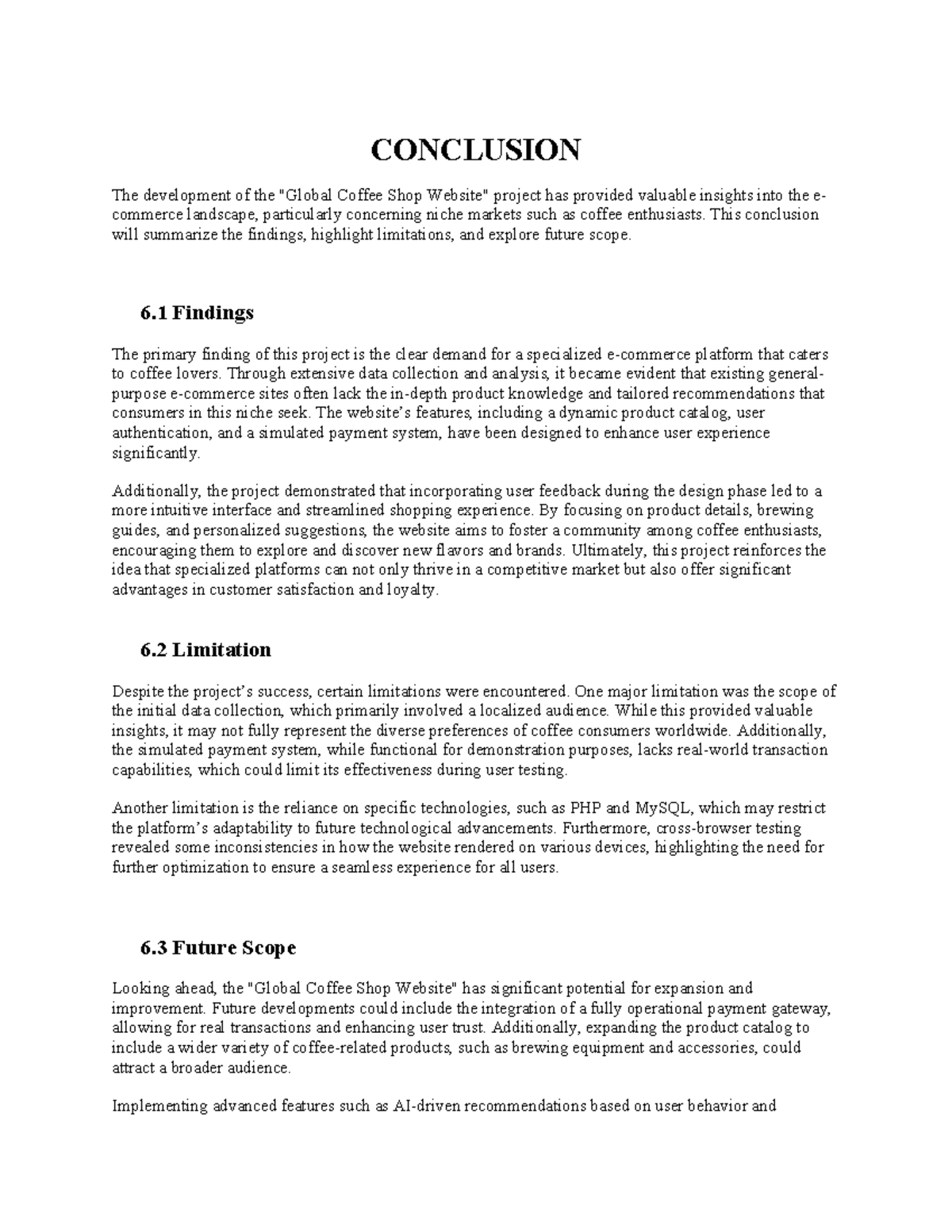 Conclusion - this is jsut a tne dfd og fht e workd part - CONCLUSION ...