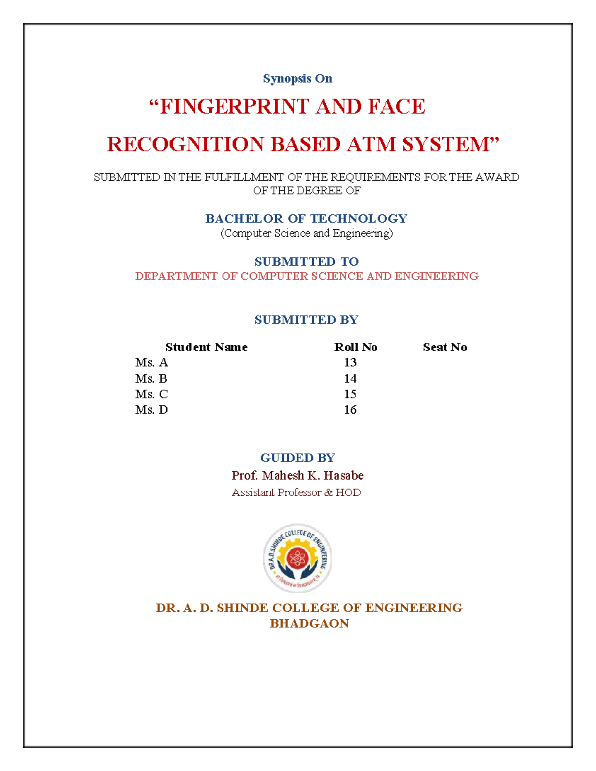 B.Tech Project Synopsis: Digital Society Management System - Studocu