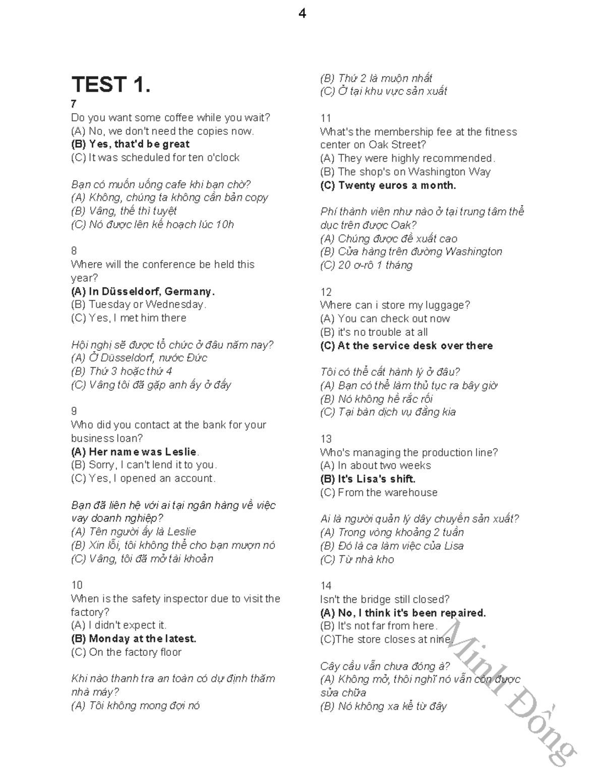 Script - Test 1 - Part 2 - please - TEST 1. 7 Do you want some coffee ...