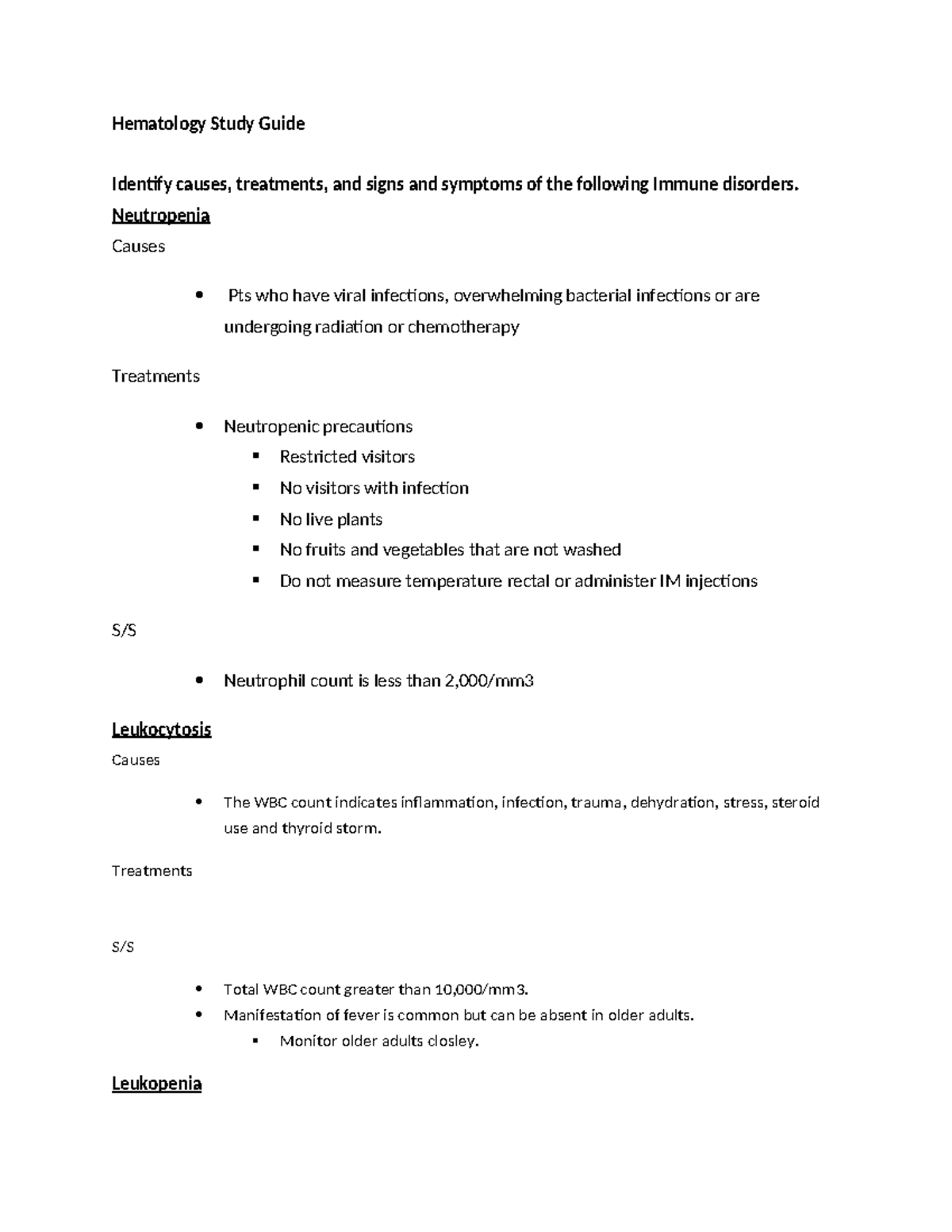 MS Immunity study guide - Hematology Study Guide Identify causes ...