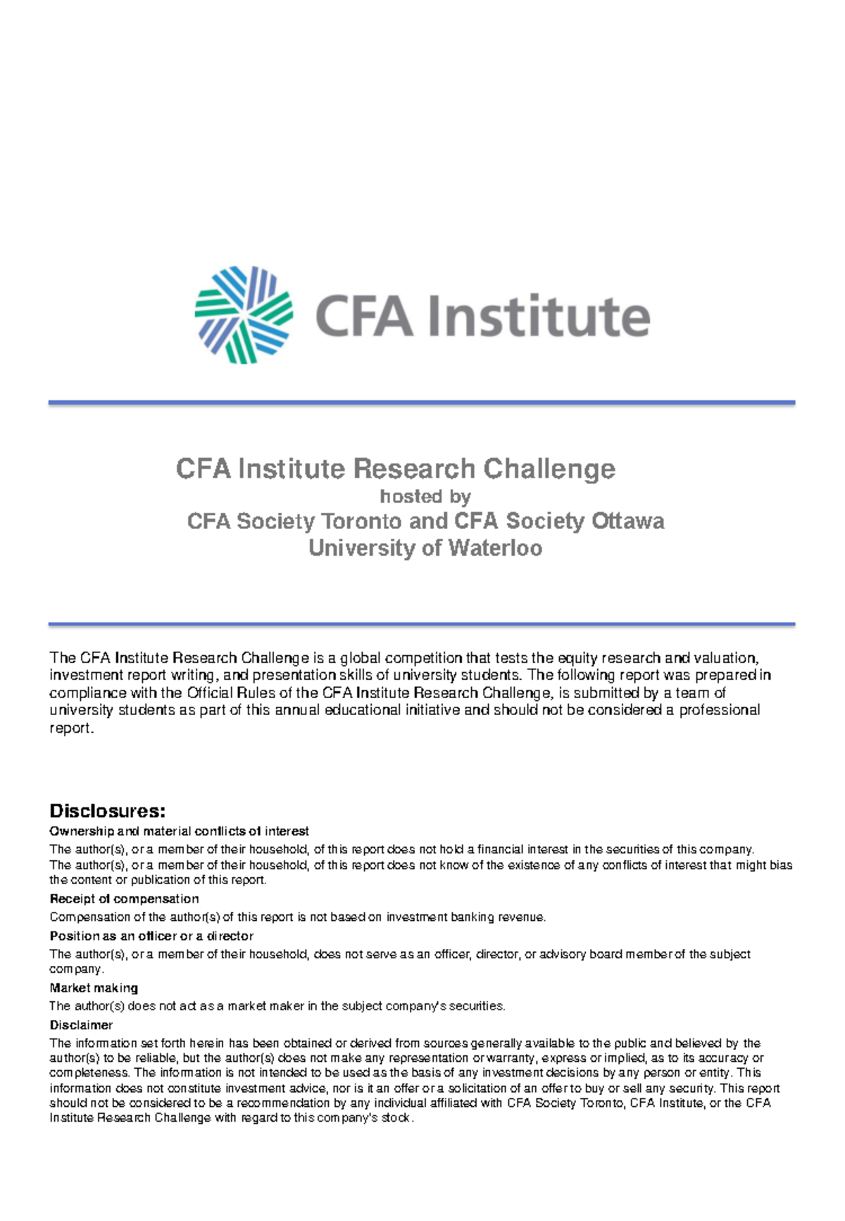 CFA 2023 Research Challenge: Cargojet Inc. Investment Analysis Report ...