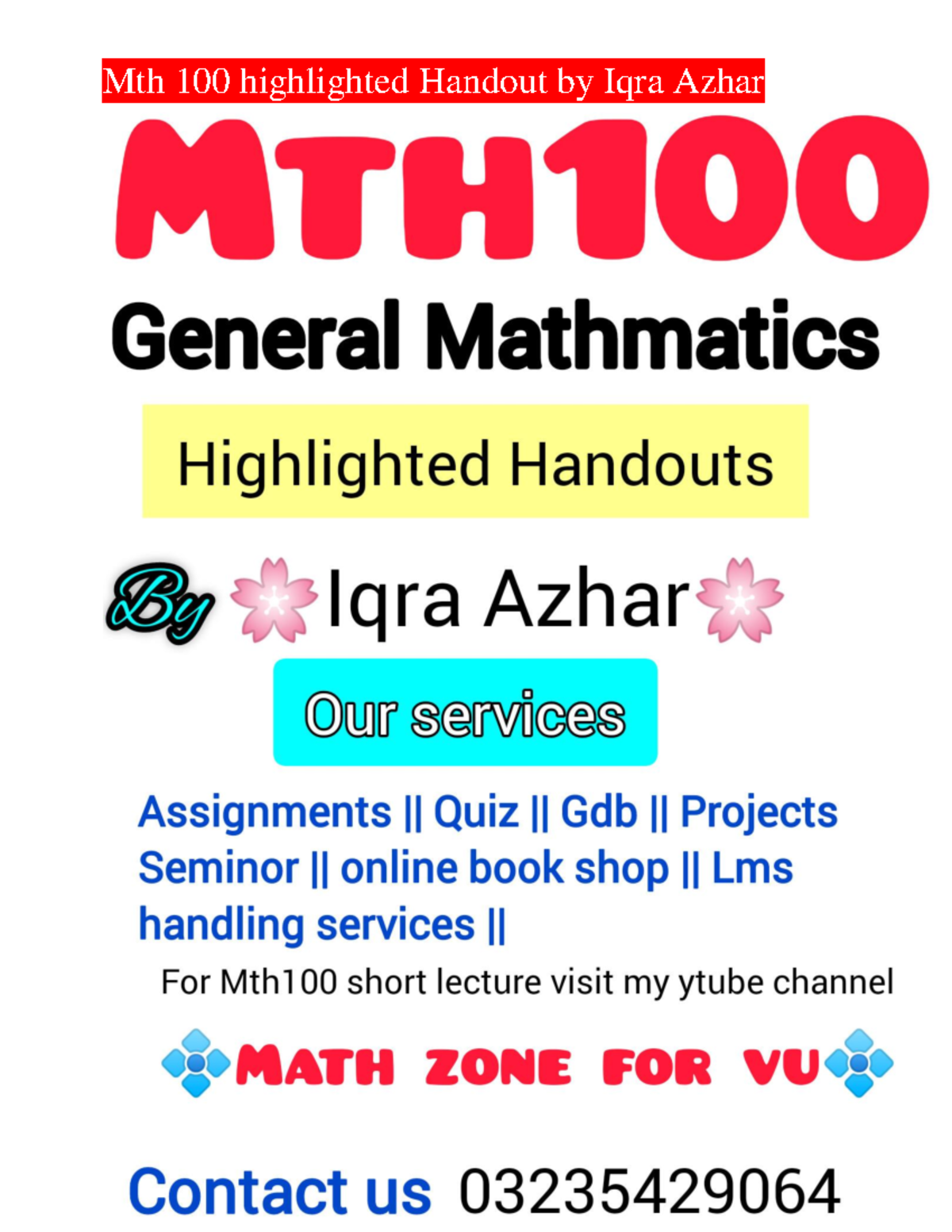 MTH 100 Highlighted Handout: Sets, Numbering Systems & Functions - Studocu