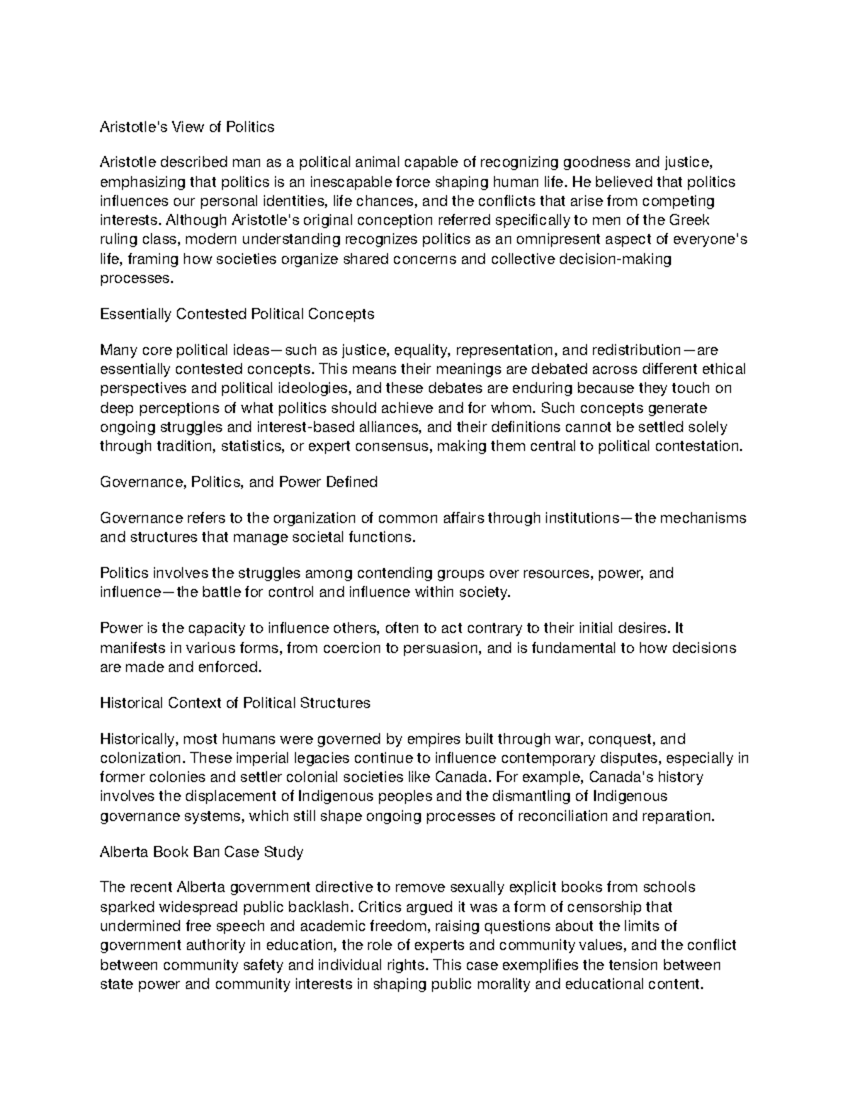 Political Philosophy and Power Dynamics in Political Science (POL 101 ...