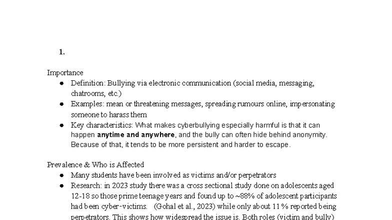 Cyberbullying and Mental Health: Insights and Interventions (MH101 ...