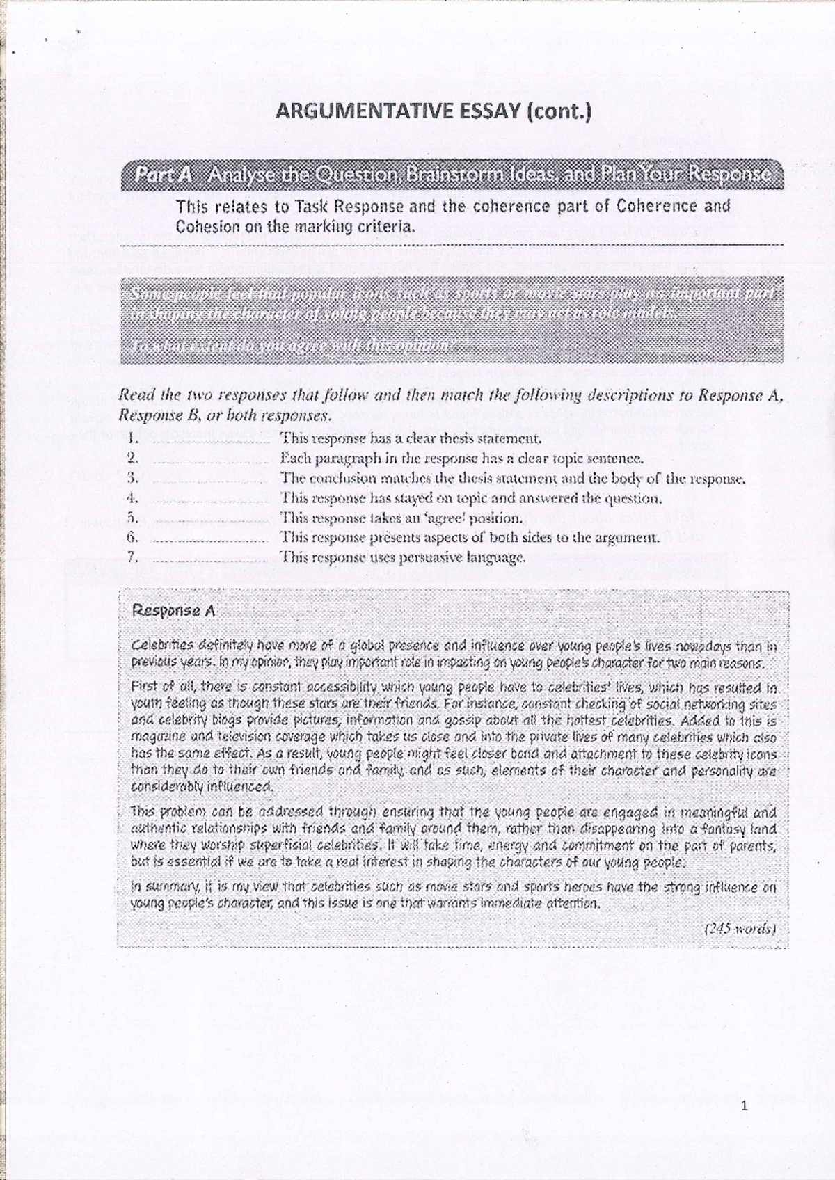 Argumentative essay 2 - writing class - English Department - Studocu