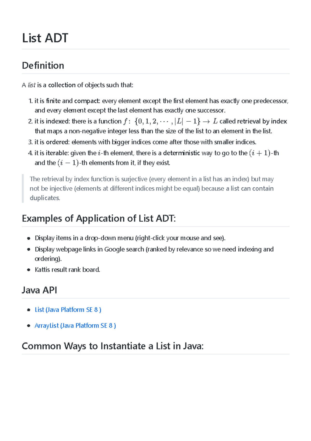 CS2040S List ADT and Sorting Algorithms Notes - Studocu
