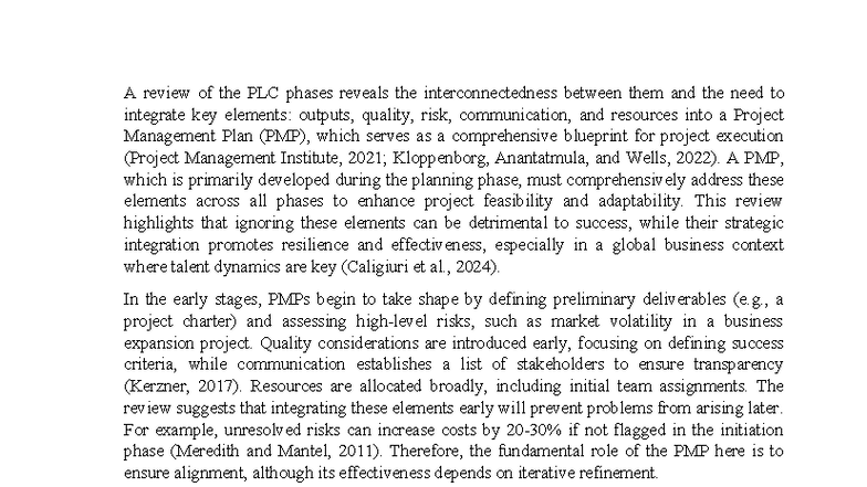 Integrating Key Elements in Project Management Plans: A PLC Phase ...