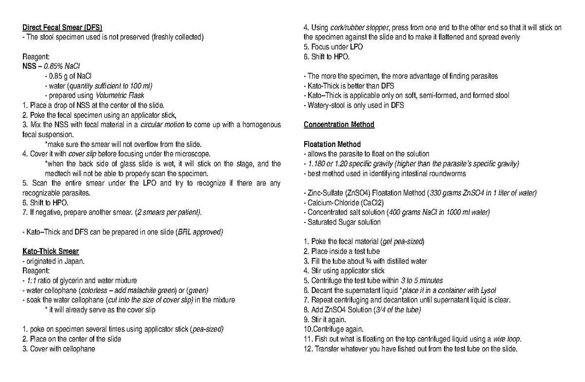 Parasitology LAB: Techniques for Stool Examination and Parasite ...