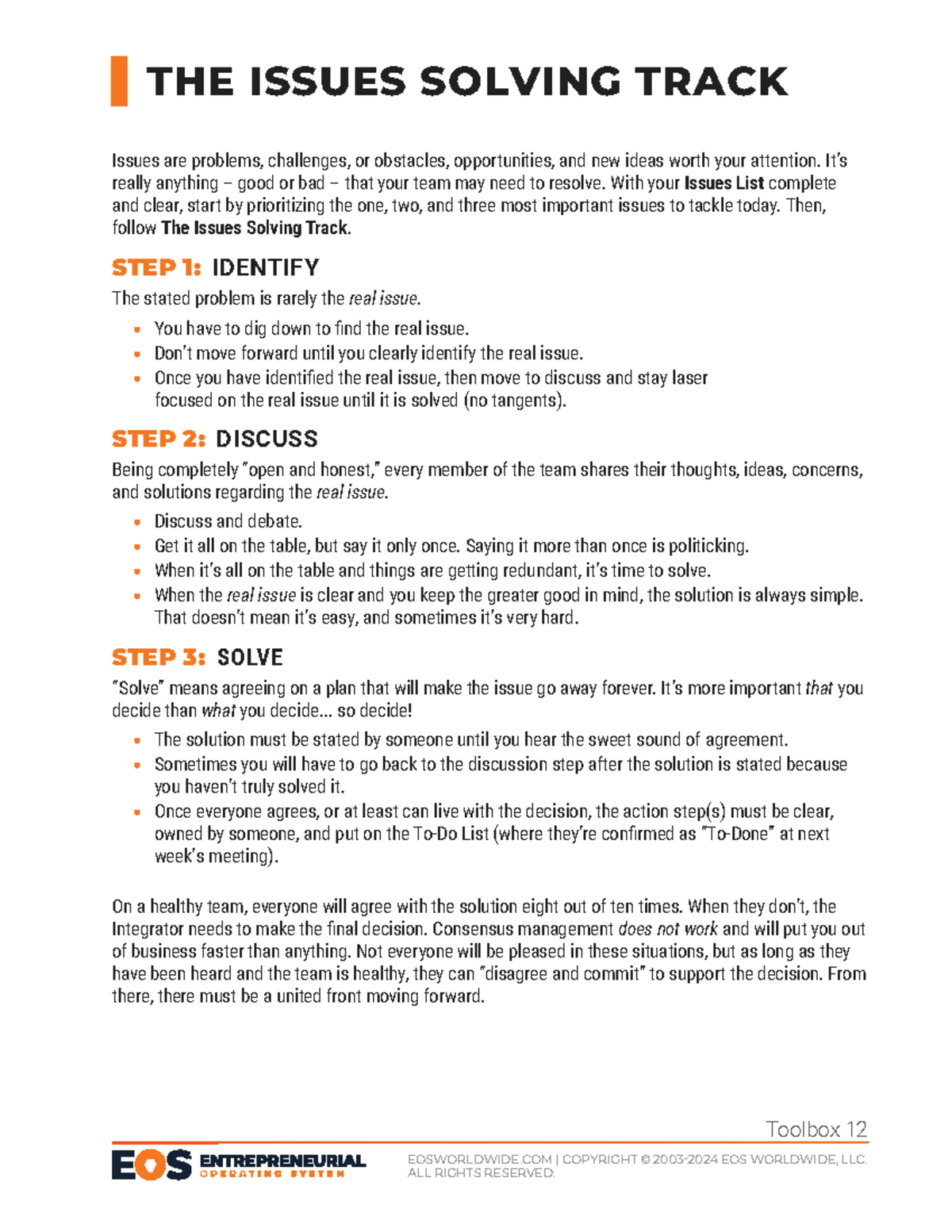 The Issues Solving Track: Strategies for Effective Team Problem-Solving ...