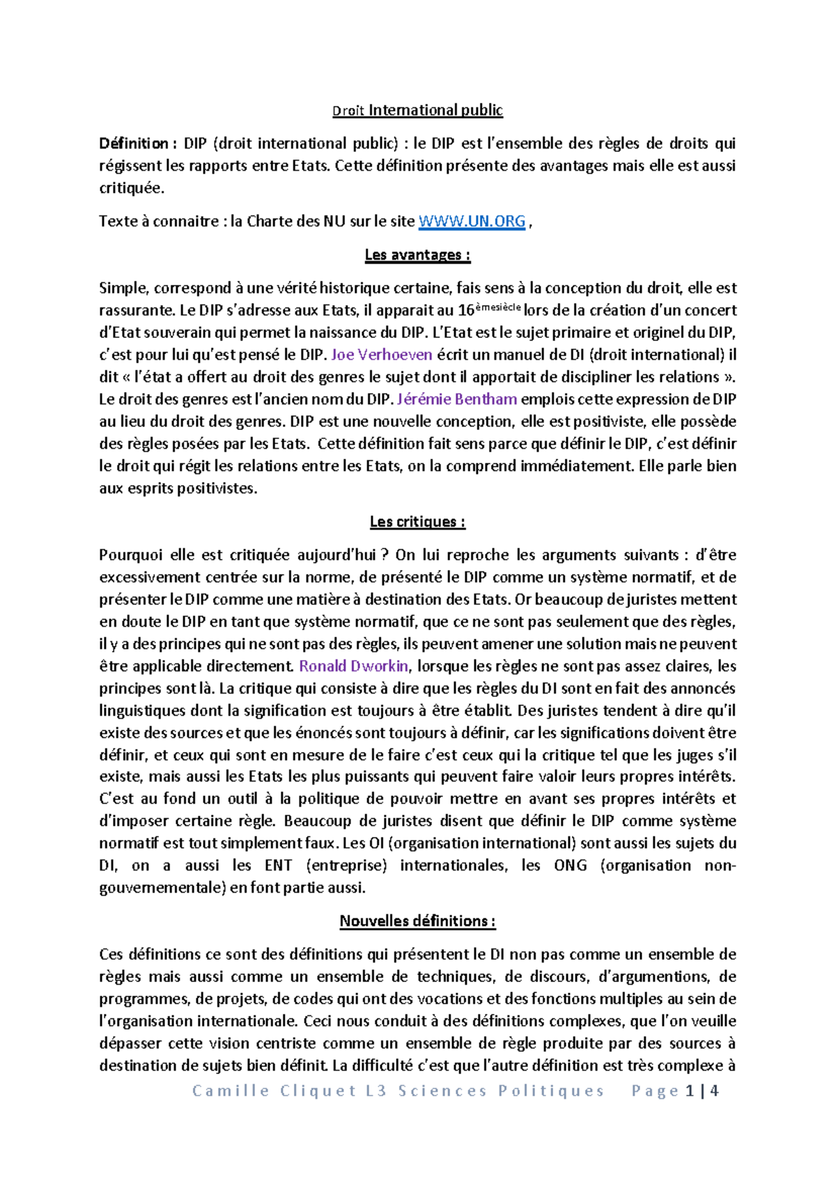 Droit International Public : Définition et Critiques du DIP - Studocu