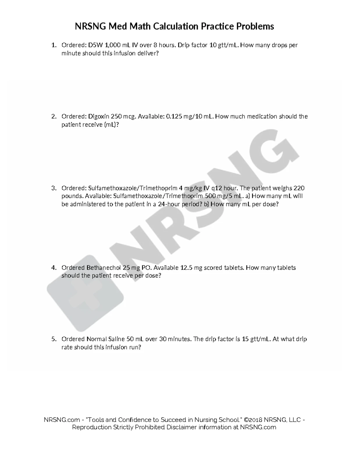 Student Workbook: Calculating Dosages for Nursing (NURS 101) - Studocu