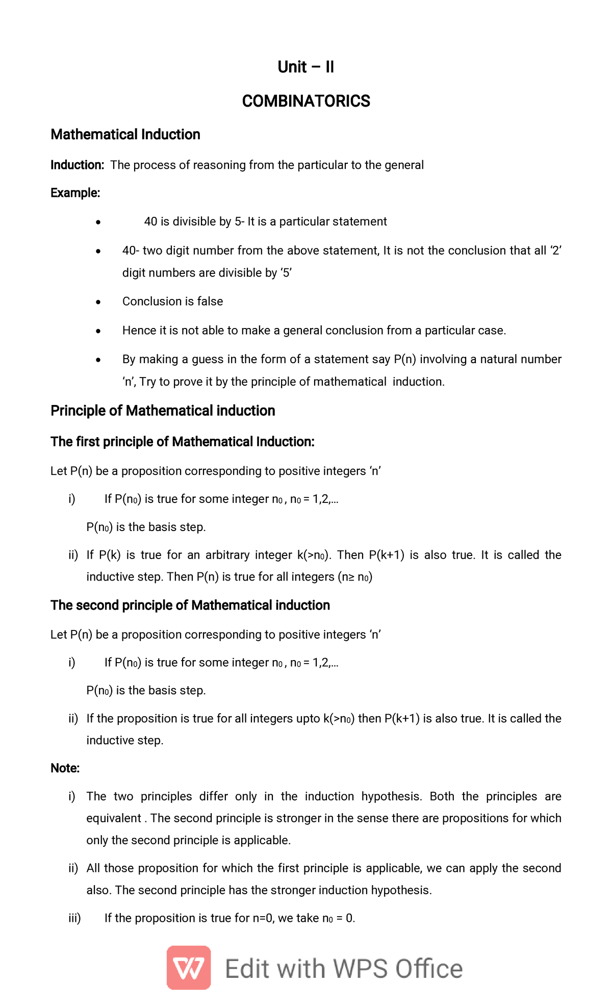 DM Unit - II Combinatorics - Unit – II COMBINATORICS ...