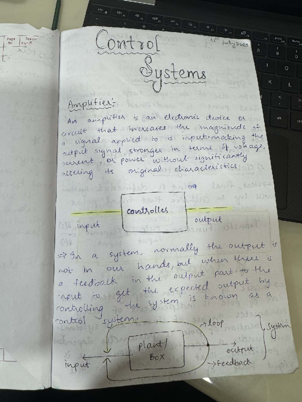 Control Systems Overview - F7 Lecture Notes - Studocu