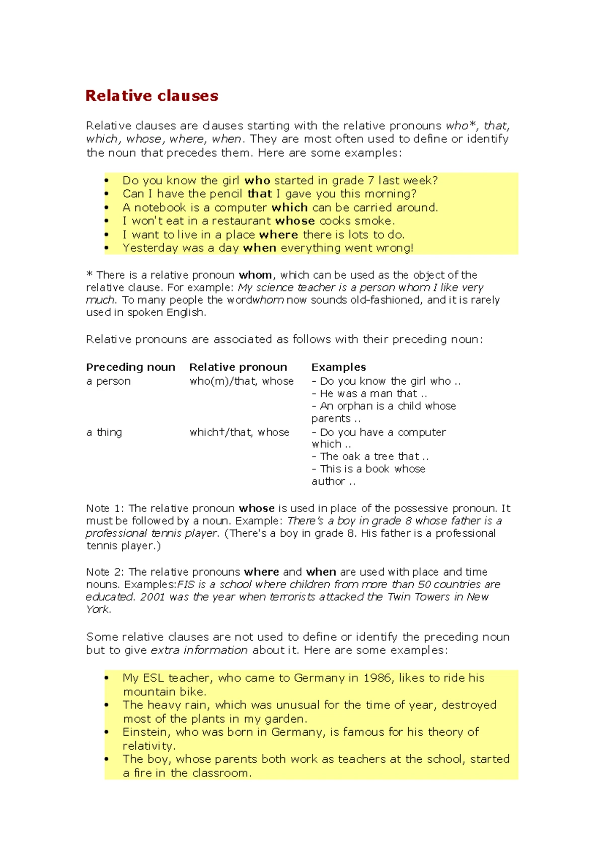 Relative Clauses - Apuntes de la UADE - Studocu