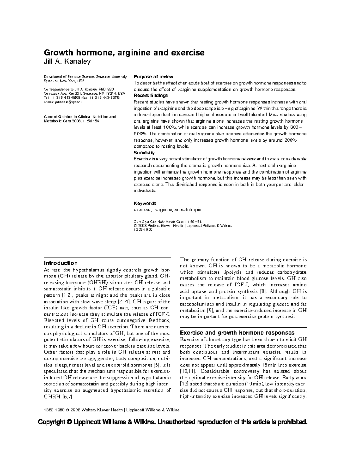 Growth Hormone Responses to Exercise and L-Arginine Supplementation ...