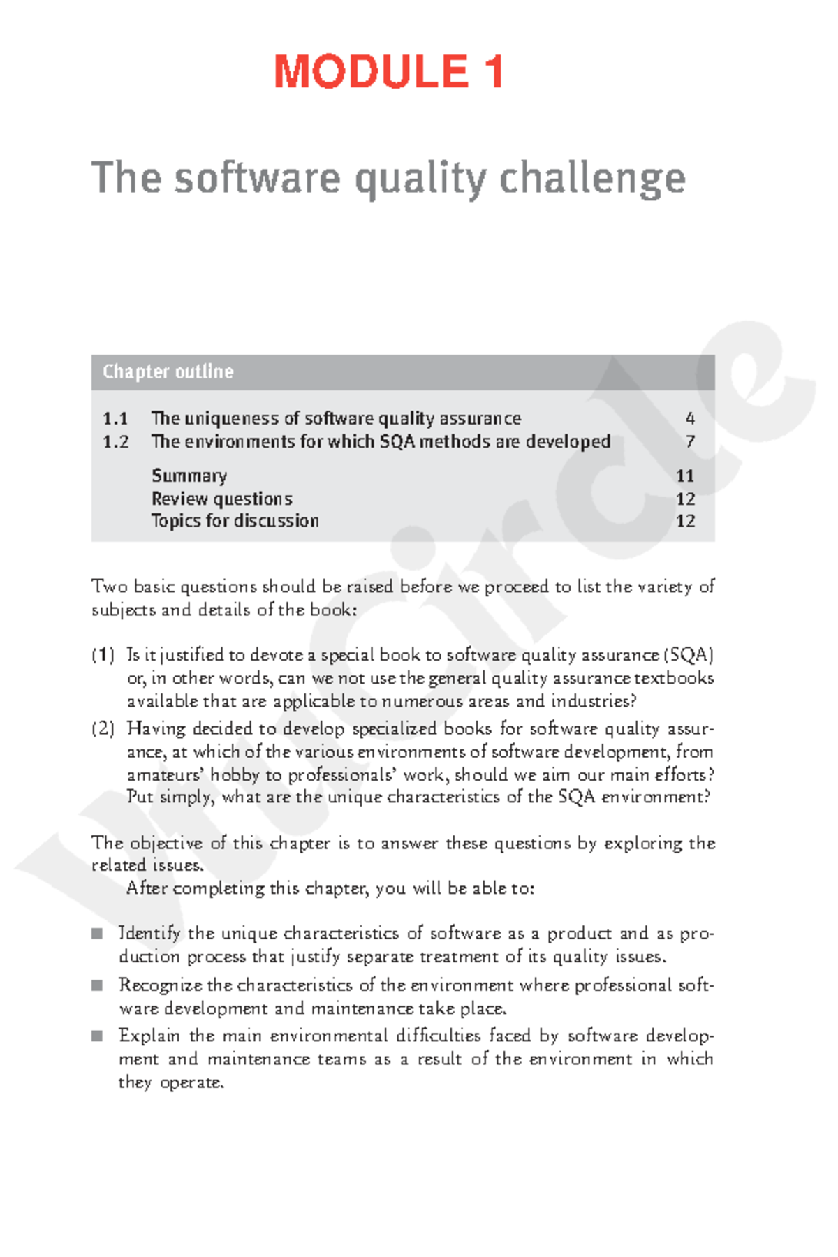 BIS714B Module 1: The Software Quality Challenge and SQA Environments ...