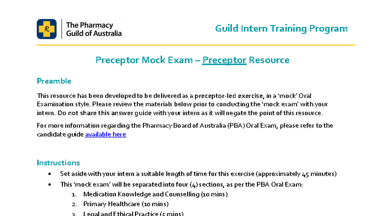 Q.NITP.F124.V1 Guild Intern Training Program Preceptor Mock Exam Guide ...