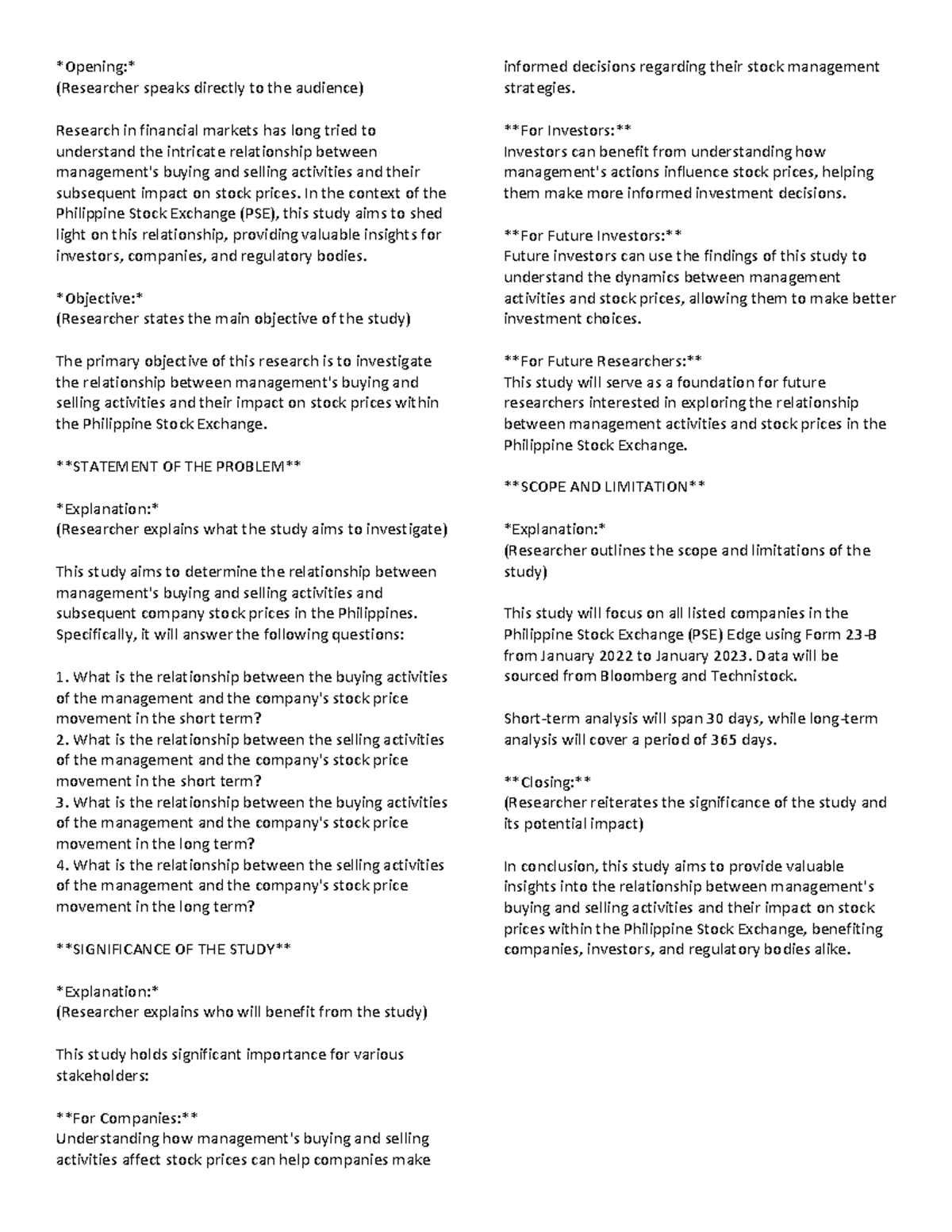 Script 11 - ahhod - Opening: (Researcher speaks directly to the ...