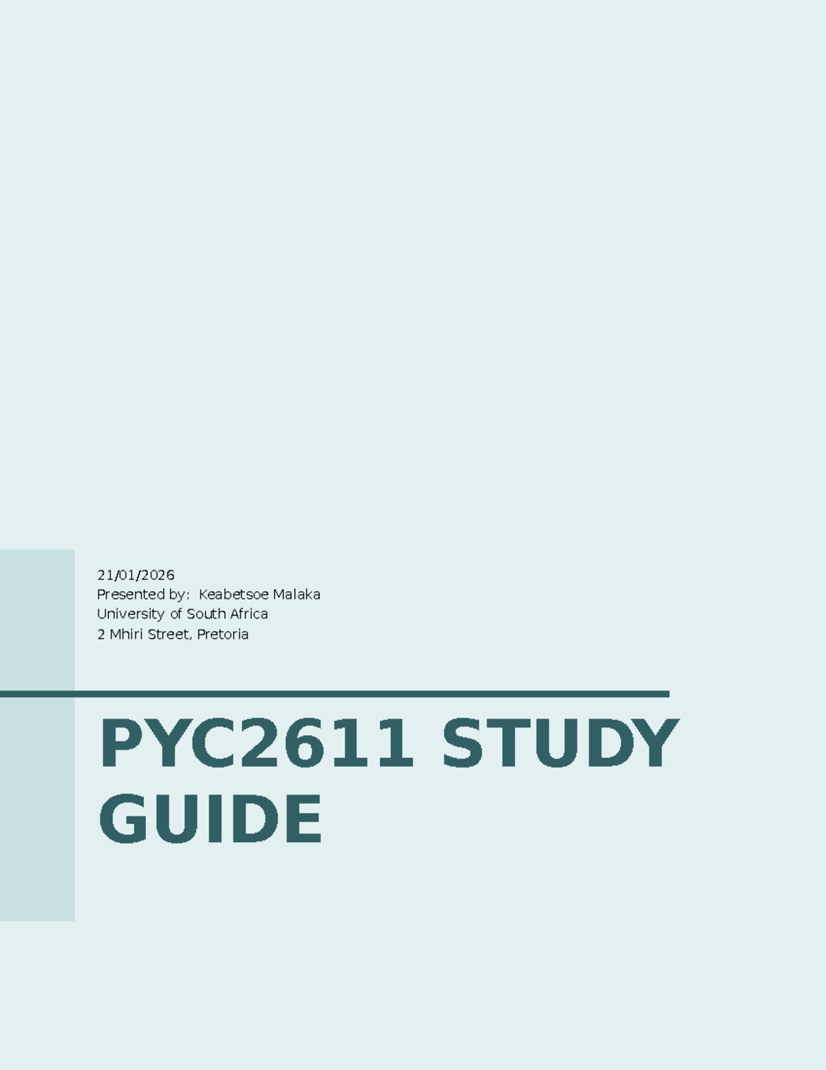 PYC2611 Study Guide: Foundations and Perspectives of Personology - Studocu