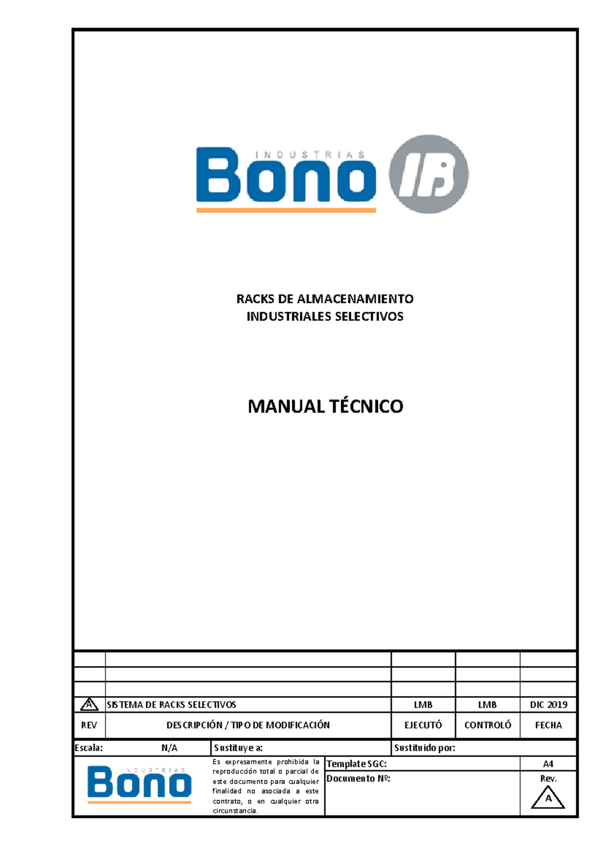 ベース ESP Original Series -AMAZE-CTM-SL5- Manual Tecnico Racks Selectivos - RACKS DE ALMACENAMIENTO